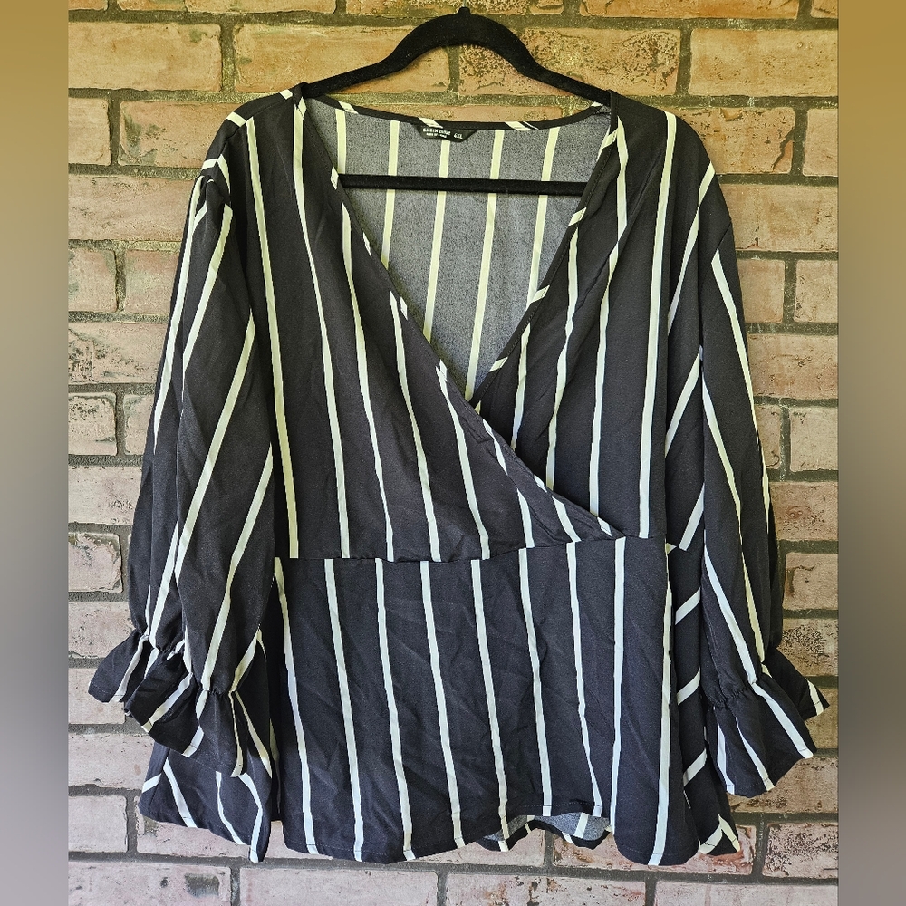 Shein striped peplum wrap top